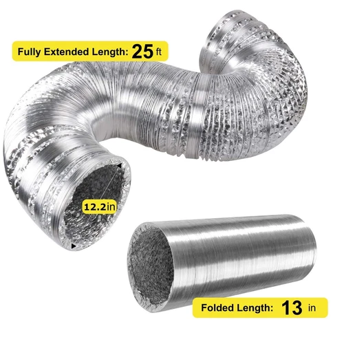 12 inch 25ft Non-Insulated Flex Air Aluminum Ducting Dryer Vent Hose for HVAC - Picture 27 of 27