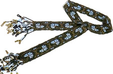 Antique Glass Seed Beaded Band w/Tassels 37"long Necklace Hat Band Multi Purpose