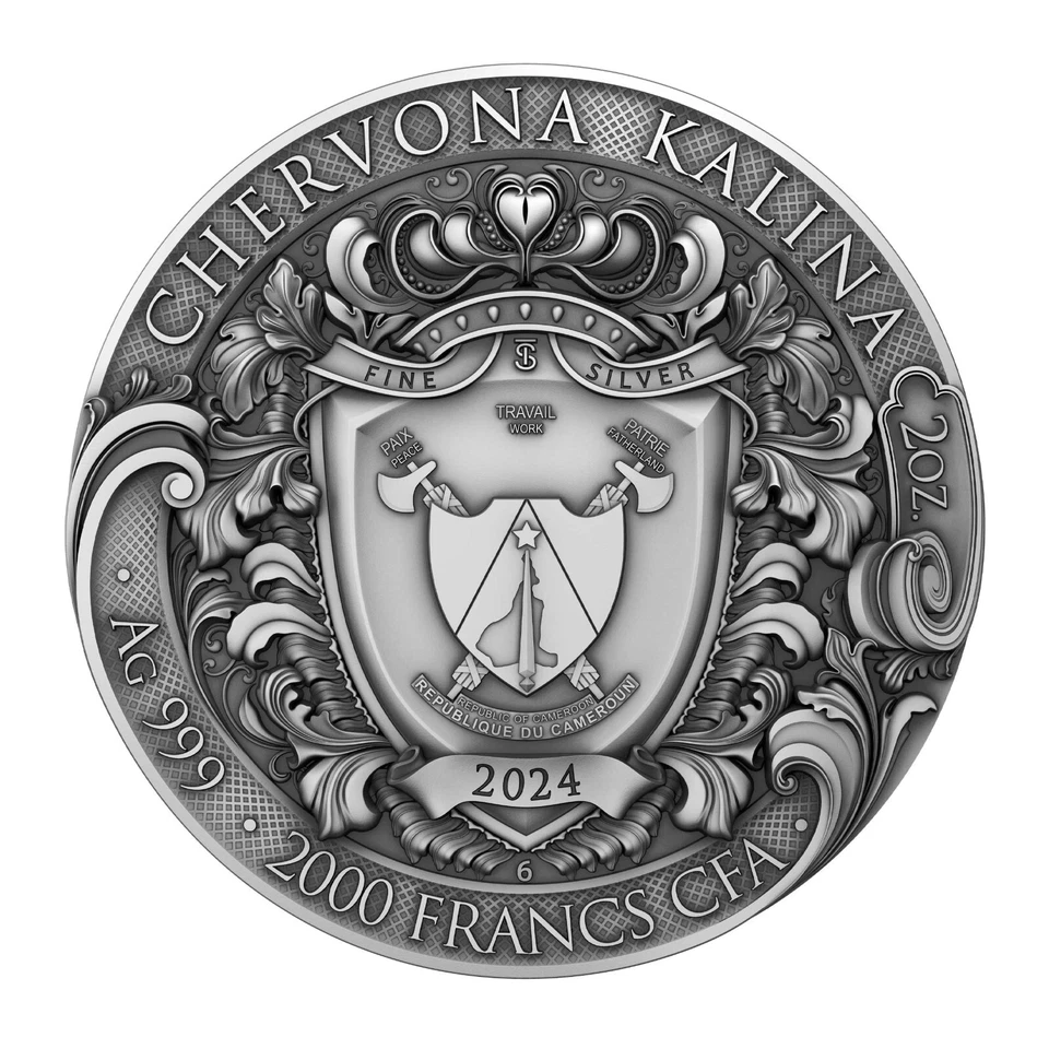 2024 CHERVONA KALINA: 2 Oz Silbermünze 2000 Francs Kamerun - Bild 2 von 4