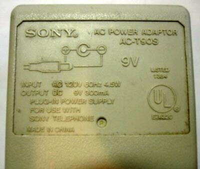 SONY AC-T90S AC POWER ADAPTOR 4.5W DC 9V 300mA PLUG IN POWER SUPPLY