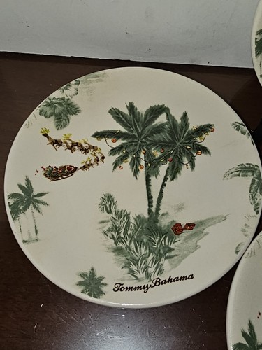 Tommy Bahama 4pc Christmas Santa Ceramic Appetizer Snack Dessert Plate Set-EUC! - Picture 5 of 11