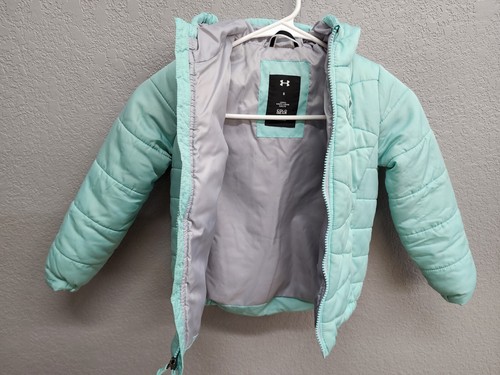 Under Armour Cold Gear Storm Youth Kids Girls Sz 5 Light Blue Puffer Winter Coat - Picture 2 of 22