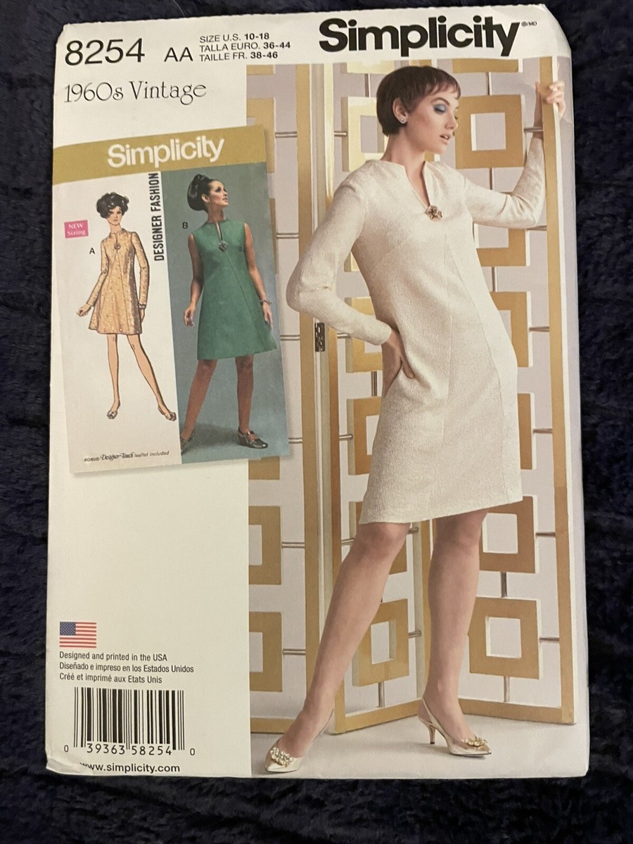 🌷Simplicity 8254 - 1960s Vintage Retro Dress Pattern Size 10 12