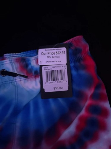 Hurley Shorts Boys Large Deep Royal Blue Tie Dye Elastic Waist Drawstring Swim - Picture 3 of 8