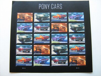 ''Pony Cars Forever Postage Stamps'' Challenger, Mustang, Camaro, Javelin, Cougar