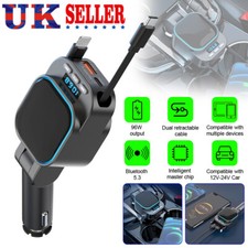 4IN1 96W Retractable Car Charger USB Type C Cable For iPhone Fast Charge Adapte