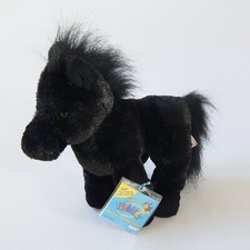 Ganz Webkinz Shiny Black Stallion Horse HM145 Tags Black Freisian Stuffed Pony