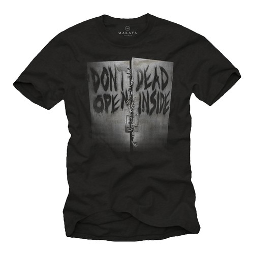 WALKING ZOMBIES HERREN T-SHIRT WITH DON'T OPEN DEAD INSIDE - KURZARM SERIE TEE - Bild 1 von 2