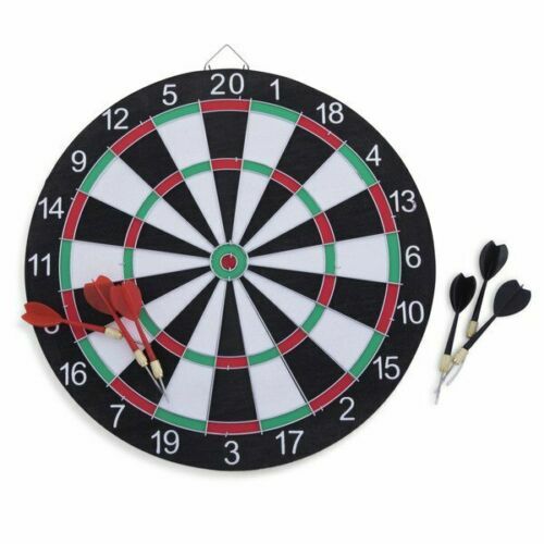 Dartboard Game Set 6 darts 2 Sided Board 15in Indoor Outdoor Game