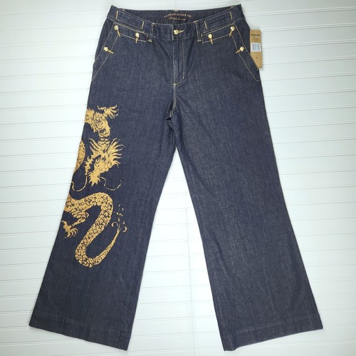 Lauren Jeans Co. Ralph Lauren Jeans Womens 12 Wide Leg Gold Dragon Vintage NEW