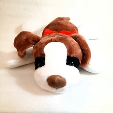 Hug Fun St. Bernard dog plush puppy brown white red bow floppy squishy stuffed