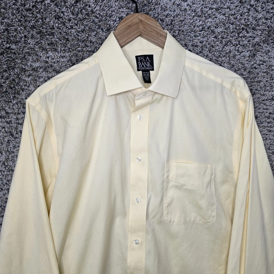 Camisa de vestir Jos A Bank para hombre 16,5 36 amarilla viajeros ajuste a medida abotonada Foto 4 de 4
