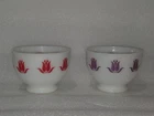 Vintage Fire King Cottage Cheese Tulip Bowls Purple and Red
