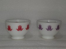 Vintage Fire King Cottage Cheese Tulip Bowls Purple and Red
