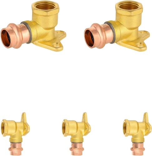 1/2" Copper Press Drop Ear Elbow, Female NPT Pipe Fitting, Pack of 5