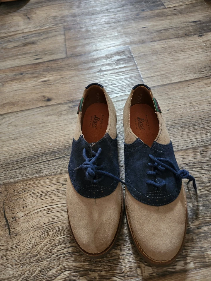 Zapatos Mocasines GH Bass de Colección para Mujer 6.5 Azul Tostado Gamuza Cuero Calcetín Hop Foto 4 de 4