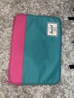 HERSCHEL Pink & Turquoise Poly Zip Top Laptop Pouch case 10 x 14