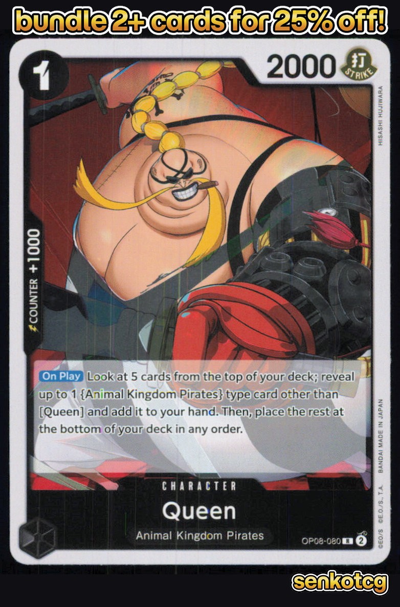 🎴 Queen OP08-080 Rare Foil Two Legends NM