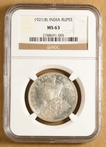 1921 B British India Rupee NGC MS63