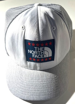 The North Face Flexfit Mesh Trucker Hat Gray With Red Star Logo Lightweight & Br