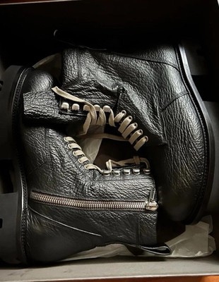 Rick Owens Megatooth Army Boots Scarred Leather Rare Sample Uncirculated Size 44