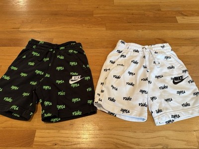 LOT of Nike Boys Fleece Printed Shorts DD1699-010 Black/Green