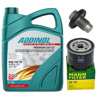 Motoröl Filter Set Addinol 0W-30 5 Liter + Schraube für Fiat 500X Jeep Compass