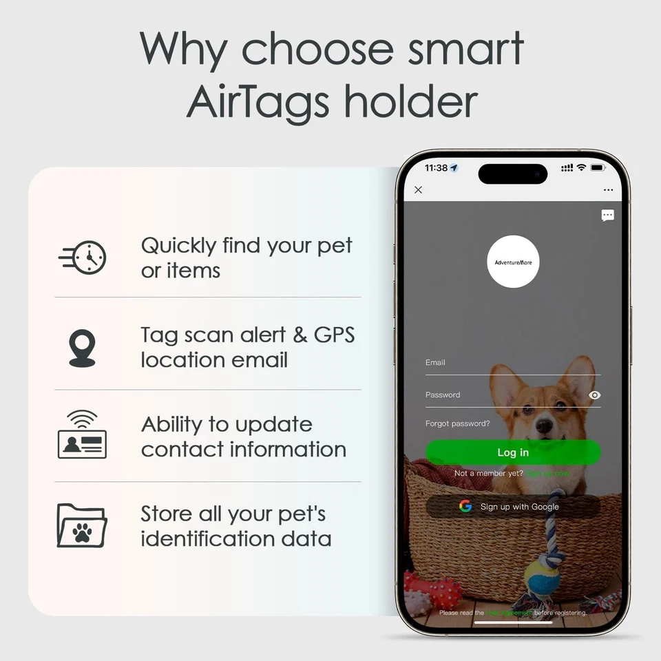 Paquete de 4 soportes para etiquetas con estuche inteligente de identificación de mascotas con código QR, impermeable, a prueba de polvo, anti-L Foto 4 de 4