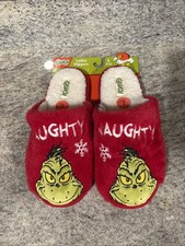 New Grinch Christmas Slippers Womens Large 9/10, Red