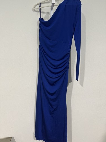 KAREN MILLENJERSEY CREPE ONE SHOULDER MAXIKLEID Blau Neu mit Etikett Gr. M - Bild 10 von 10