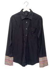 Mens Paul Smith Shirt Classic Fit Artist Signature Stripe Black French Cuff L