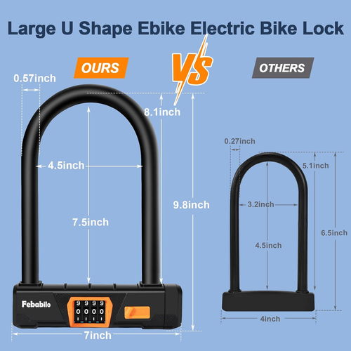 Bike Locks Heavy Duty anti Theft, Combo Bike U Lock, 4-Digit Resettable Combinat - Picture 3 of 12