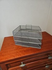 Ikea Document A4 Stylish Desktop 3 Tier Letter Trays / Racks | Metal Wire. 