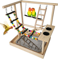 Parrots Playground Bird Play Gym Wood Perch Stand Colours Climb Ladders Swing Ch