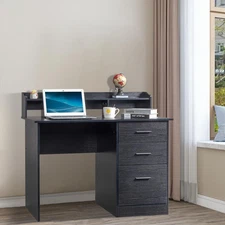 Computer Desk Home Office Desk Gaming Table with 3 Drawers Office Storage Black