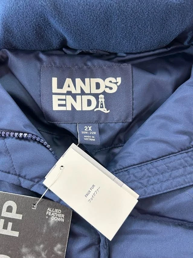 Abrigo Lands End Mujer XXL 600 Plumón de Ganso Gorpcore Invierno Azul Marino Foto 4 de 4