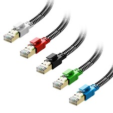 Cat 8 Ethernet Cable 15 ft 5 Pack Multi Color, Nylon Braided High Speed Heavy...