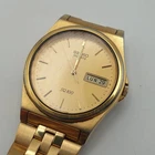 Vintage Seiko SQ 100 Quartz 7N43-8001 A4 Day Date Gold Tone Men's Watch Untested