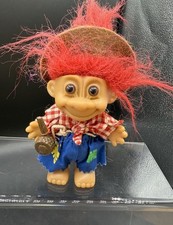 Vintage Russ Troll Toy Figure - Hillbilly Hobo Farmer With Red Hair Accessory