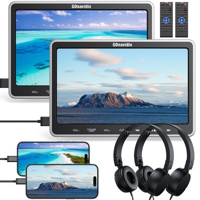 2X 10.1'' Screen Car DVD Player Headrest Monitor 1080P HDMI USB SD MP4+Headsets