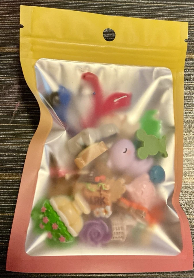 Lote de cabujones de resina Kawaii: jardín de hadas, rana, flamenco, niña, flores, decodificador Foto 3 de 3