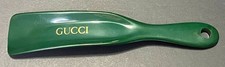 Vintage Green Gucci Shoe Horn Gold Gucci Print 7"