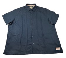 Scotch  Soda Shirt Mens 2XL Navy Blue Linen Blend Pintuck Button Preppy Coastal