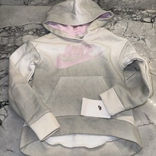 Nike Size 4 Gray Pink Glitter Logo Sweatshirt Hooded NEW