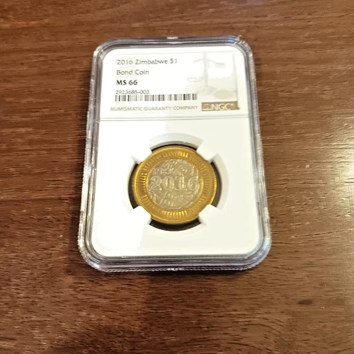 2016 Zimbabwe 1 Dollar Bond Coin NGC MS 66