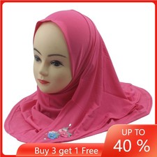 3-7Y Kids Girls Headscarf Hijab Wrap Muslim Islamic Full Cover Turban Scarf Arab
