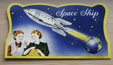 Vintage Space Ship  50 Gold Needles & Threader book Mid-century - Japan