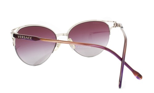 Occhiali da sole Versace MOD 2123-B 1000/8H semi senza montatura argento/viola avana - Foto 7 di 10