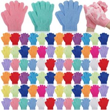 Tegeme 100 Pcs Exfoliating Gloves Bulk Double Sided Nylon Colorful Bath Showe...