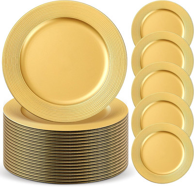 50 Pcs 13'' Gold Charger Plates for Weddings & Events - Elegant Decor